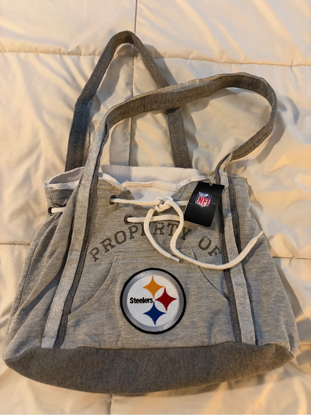Little Earth Pittsburgh Steelers NFL Hoodie Purse/bag Gray NWT
